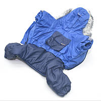 Комбинезон для собак Одежда на плохую погоду Куртка с капюшоном теплая Дуэт синий. XS