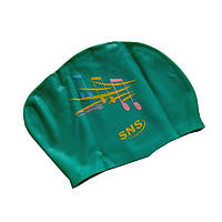 Шапочка для плавания для длинных волос music зелена KW-1З