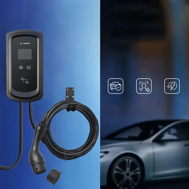 Зарядна станція для авто iDome ID-7000S EV з LCD-дисплеєм 7 кВт від мережі 220 В Док-станція для заряджання