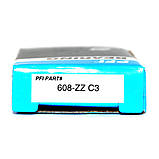 Комплект підшипників для скейту PFI 608 ZZ C3 (608 ZR C3) (608-2Z C3) (80018) (упаковка 8 штук), фото 4