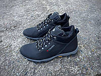 Зимняя обувь для мужчин в черном цвете на меху. Спортивные кроссовки зимние кожаные черные Columbia