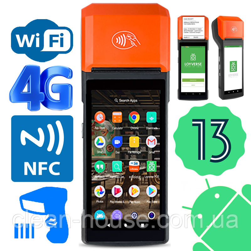 POS-термінал, SMART-каса WI-FI + 4G + NFC + принтер чеків + сканер на ...