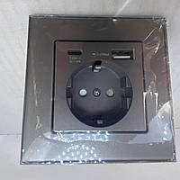 Розетка Delviz с USB-A TYPE-C,18 Вт, 3100mA, цвет графит