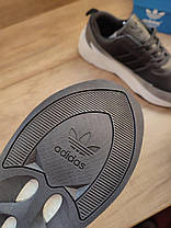 Кроссовки Adidas SHARK BLACK / GREY / WHITE кожаные с замшевой вставочкой на высокой белой подошве унисекс, фото 5