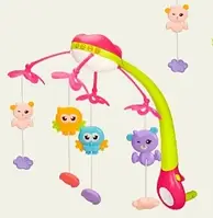 Детский музыкальный мобиль для младенцев на кроватку с проектором (3 в 1) розово-салатовый