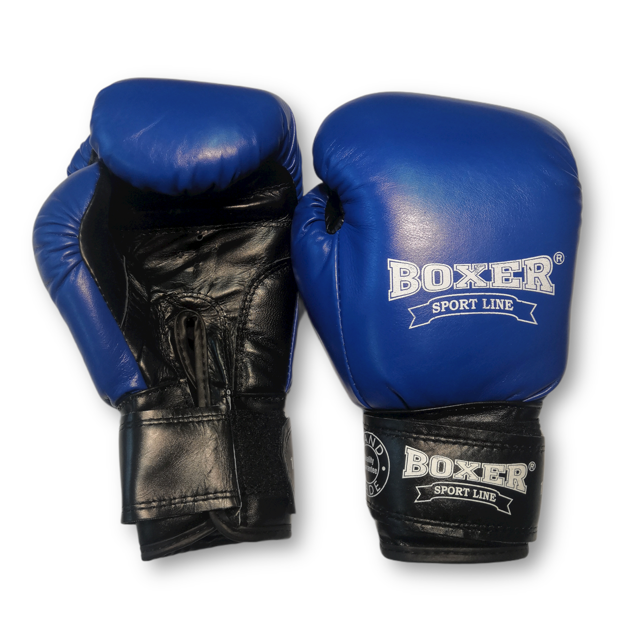 Боксерские перчатки BOXER 6 oz кожа синие - фото 1 - id-p2015326543