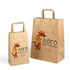 Новорічні Пакети для Цукерок Іменні 220*120*290 Крафт подарункові пакети з друком на замовлення