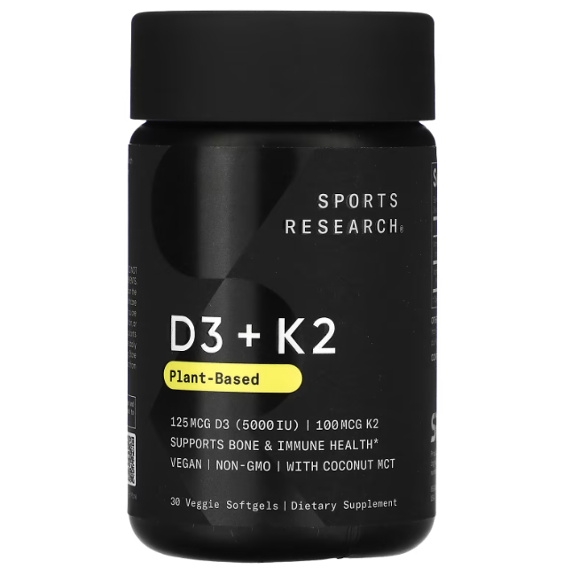Sports Research Вітаміни D3+K2 на рослинній основі 30 рослинних капсул