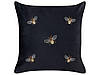 Набір з 2 вишитих оксамитових подушок з мотивом бджіл 45 х 45 см чорний ТАЛІНУМ, фото 3
