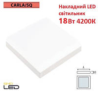 Светодиодный светильник 18 Вт накладной потолочный квадратный 125х125 SMD LED 4200K белый CARLA-18/SQ