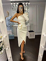Женское роскошное платье миди Ягода с одним рукавом Dvf52