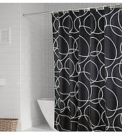 Тканевая черно-белая шторка для ванной и душа Black & white 180x200 см