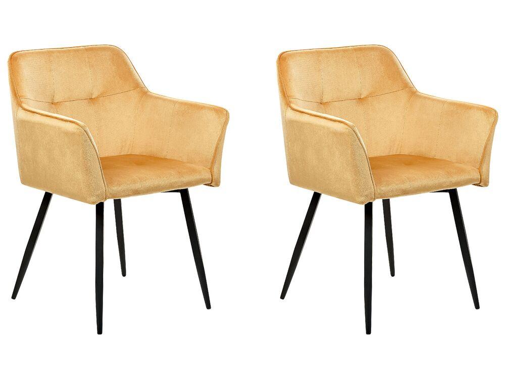 Набір з 2 оксамитових обідніх стільців Yellow JASMIN, фото 1