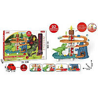 Парковка ігрова дитяча “Динозаври” 669-129, електричний підіймач, звуки, мелодія, 3 машинки, в коробці