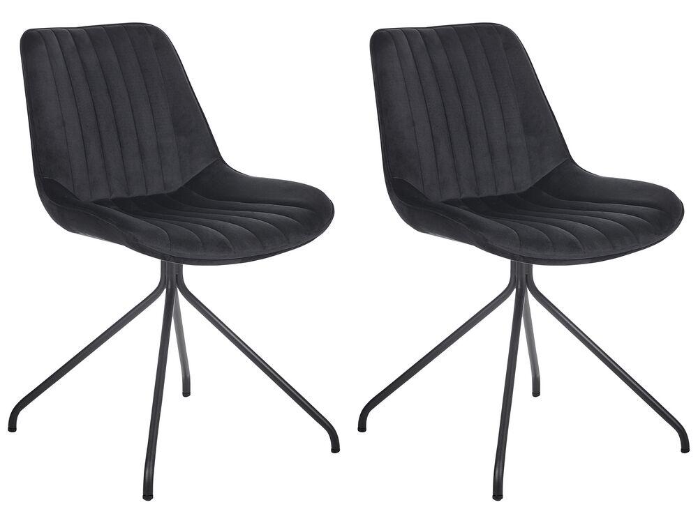 Набір з 2 обідніх стільців Velvet Black NAVASOTA, фото 1