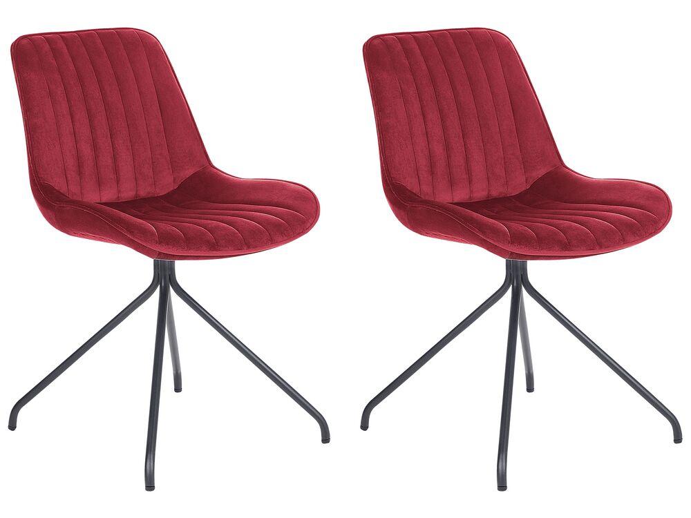Набір з 2 оксамитових обідніх стільців Red NAVASOTA, фото 1