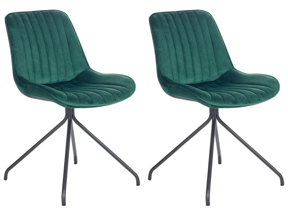 Набір з 2 обідніх оксамитових стільців Green NAVASOTA, фото 1