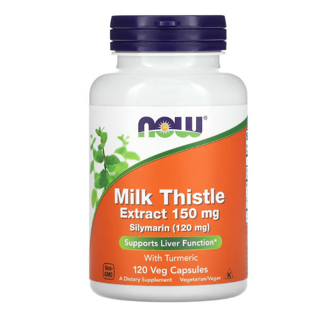 NOW Foods Milk Thistle Extract with Turmeric 150 mg 120 Veg Caps (екстракт розторопші + куркума)