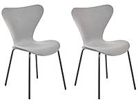 Набор из 2 бархатных обеденных стульев светло -серый и черный бунвилл