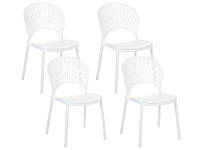 Набор из 4 пластиковых обеденных стульев белая остия