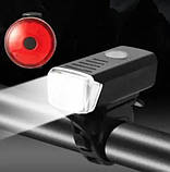 Велонабір фара передня + задня Hua Yu HY028 велосипедний ліхтар і габарит мигалка стоп, фото 3