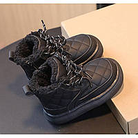 Детская зимняя обувь ботинки сапожки эко кожа 24р Черный