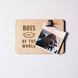 Дошка для фото "Boss №1 of the world" з затискачем, англійська