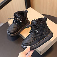 Детская зимняя обувь ботинки сапожки эко кожа 25р, Черный