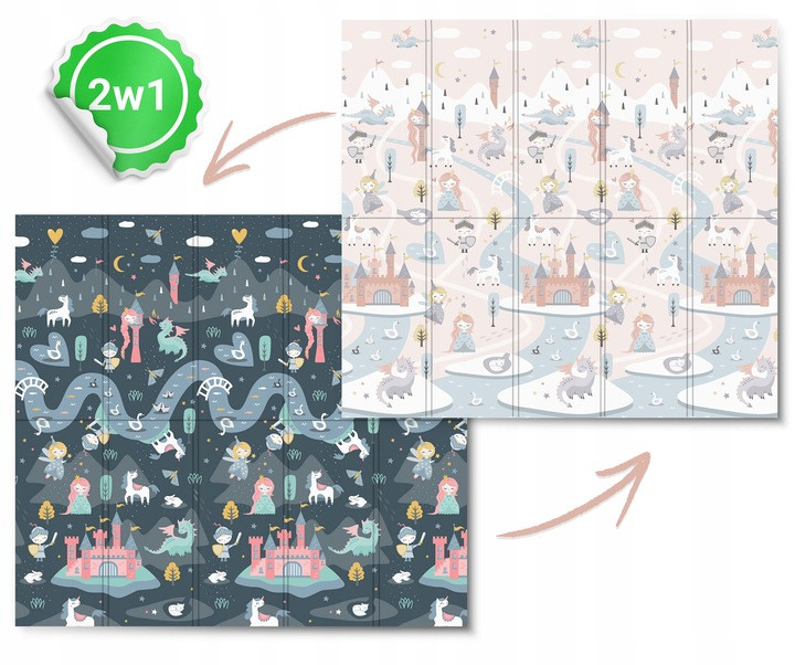 Дитячий двосторонній гіпоалергенний складаний розвивальний термокилимок 200 х 150 х 1 см Nukido NK-341 Польща, фото 1