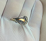 Срібна чорнене каблучка з золотом, фото 2