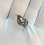 Срібна чорнене каблучка з золотом, фото 3