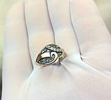 Срібна чорнене каблучка з золотом, фото 4