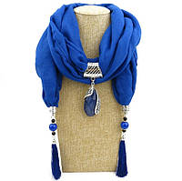 Шарф жіночий декоративний з прикрасою синій