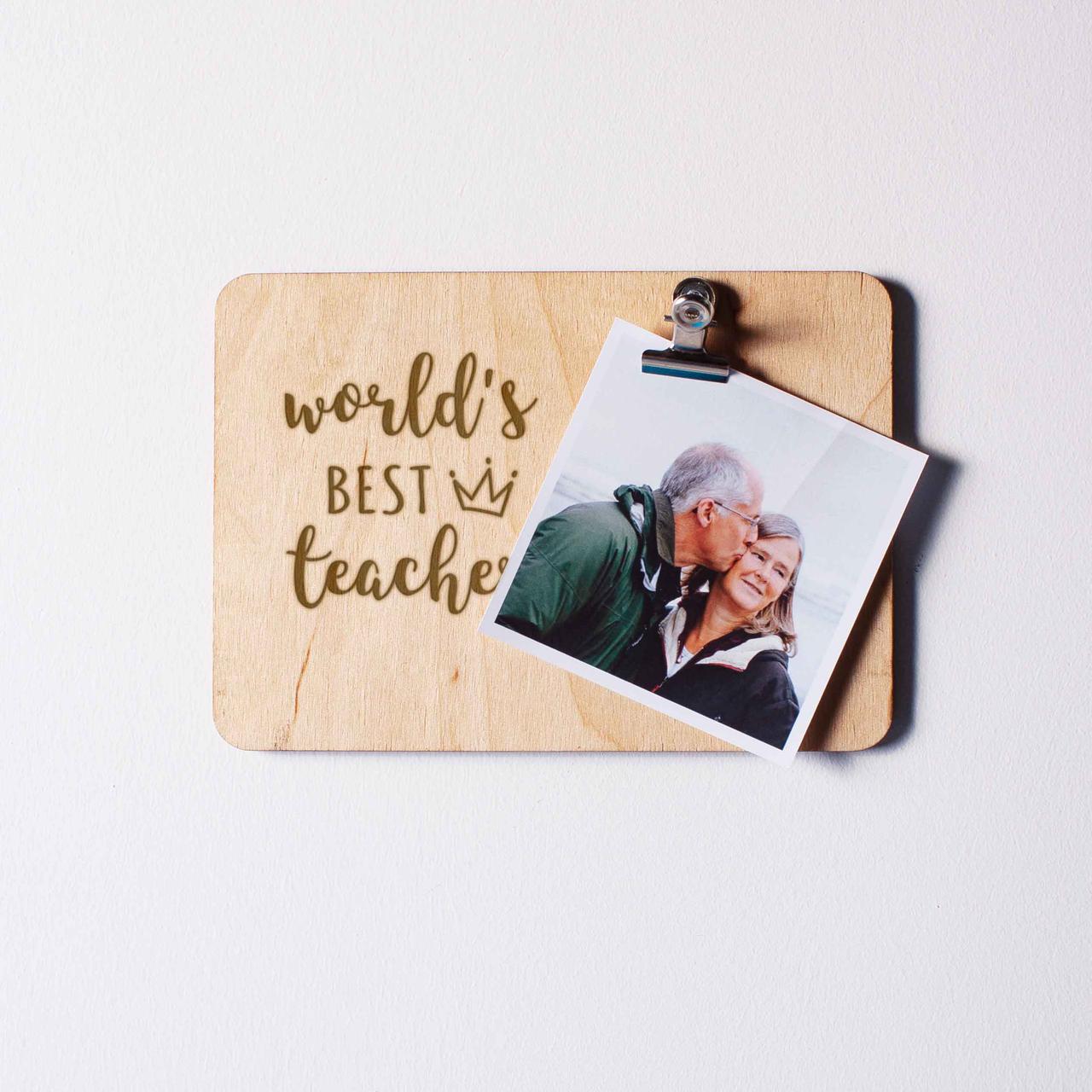 Дошка для фото з затискачем "World`s best teacher", англійська