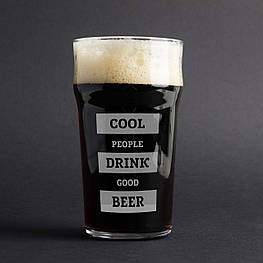 Келих для пива "Cool people drink good beer", англійська, Крафтова коробка