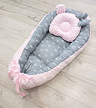 Кокон-гніздяшка + ортопедична подушка для новонароджених із плюшу, фото 6