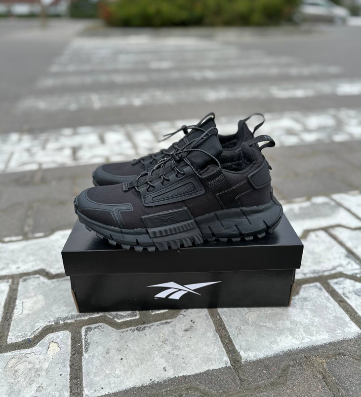 Чоловічі зимові кросівки Reebok Zig Kinetica Edge winter Black з хутром Рибок Кінетика чорні текстильні теплі зима