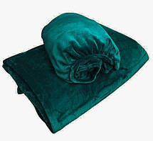 Набір плед і чохол плюшевий, багаторазовий для кушетки, колір: смарагдовий для масажу