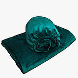 Набір плед і чохол плюшевий, багаторазовий для кушетки, колір: смарагдовий для масажу, фото 3