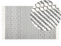 Шерстяной коврик с геометрическим рисунком 160 x 230 см бежевой и серой сольхан
