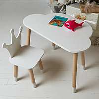 Комплект столик Хмара для навчання та гри зі стільчиком Корона біла
