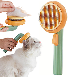 Гребінець для шерсті котів та собак з кнопкою / Щітка для вичісування шерсті / Пуходерка для кота