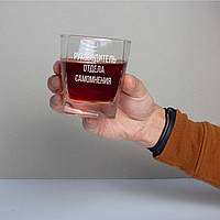 Склянка для віскі "Руководитель отдела" персоналізований, російська, Тубус зі шпону, фото 3