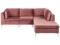 Левый 4 сиденья модульный бархатный угловой диван с османской розовой evja