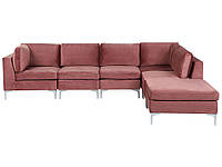 Левый 5 сидений Модульный бархатный угловой диван с османской розовой evja