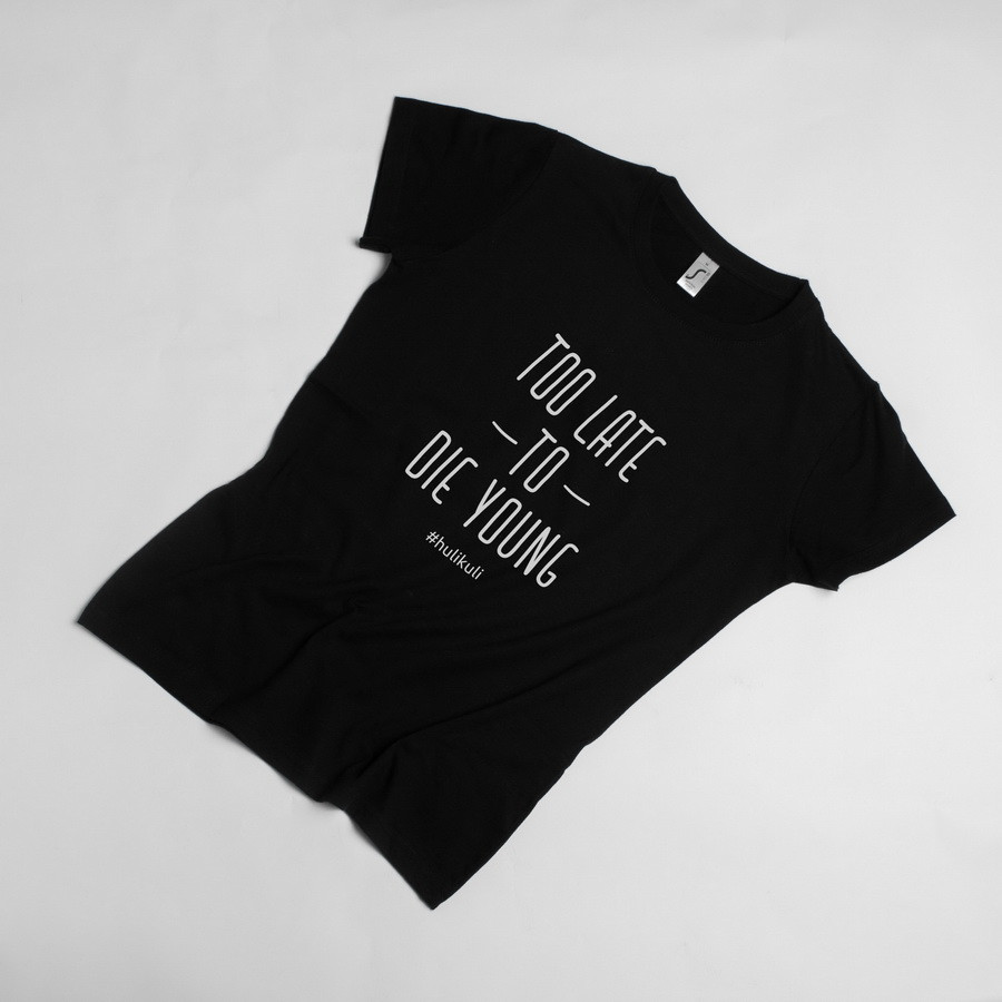 Футболка "Too late to die young" жіноча, Чорний, XS, Black, англійська, фото 1