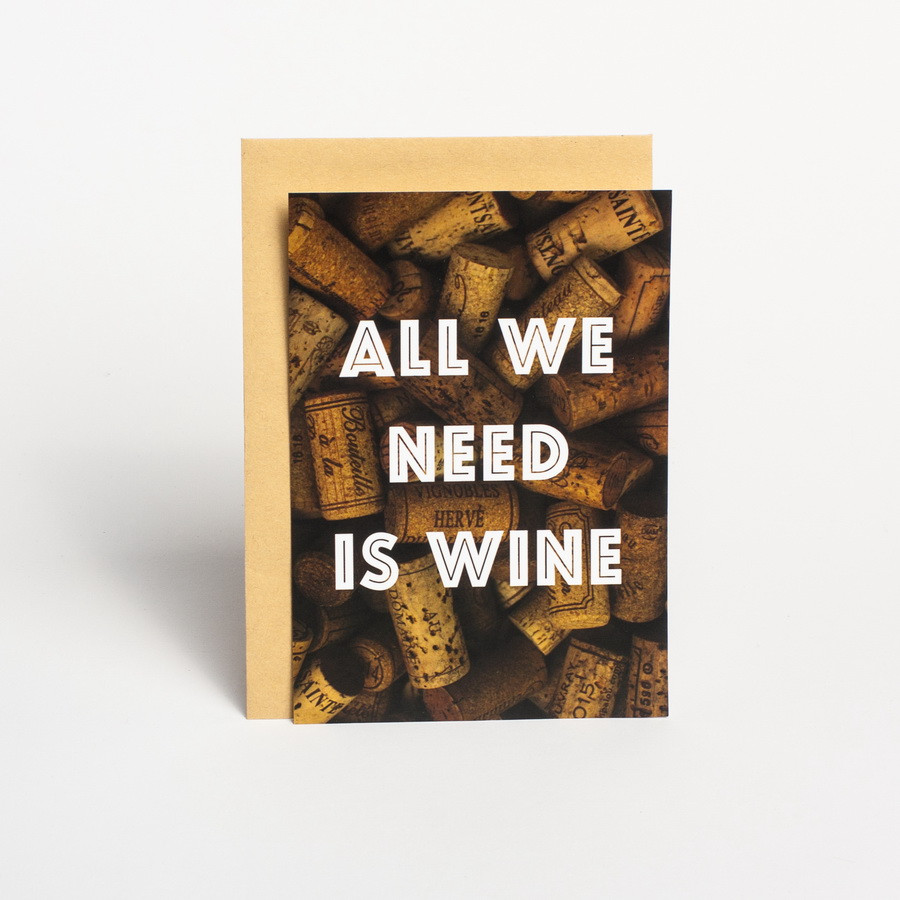 Листівка "All we need is wine", англійська, фото 1
