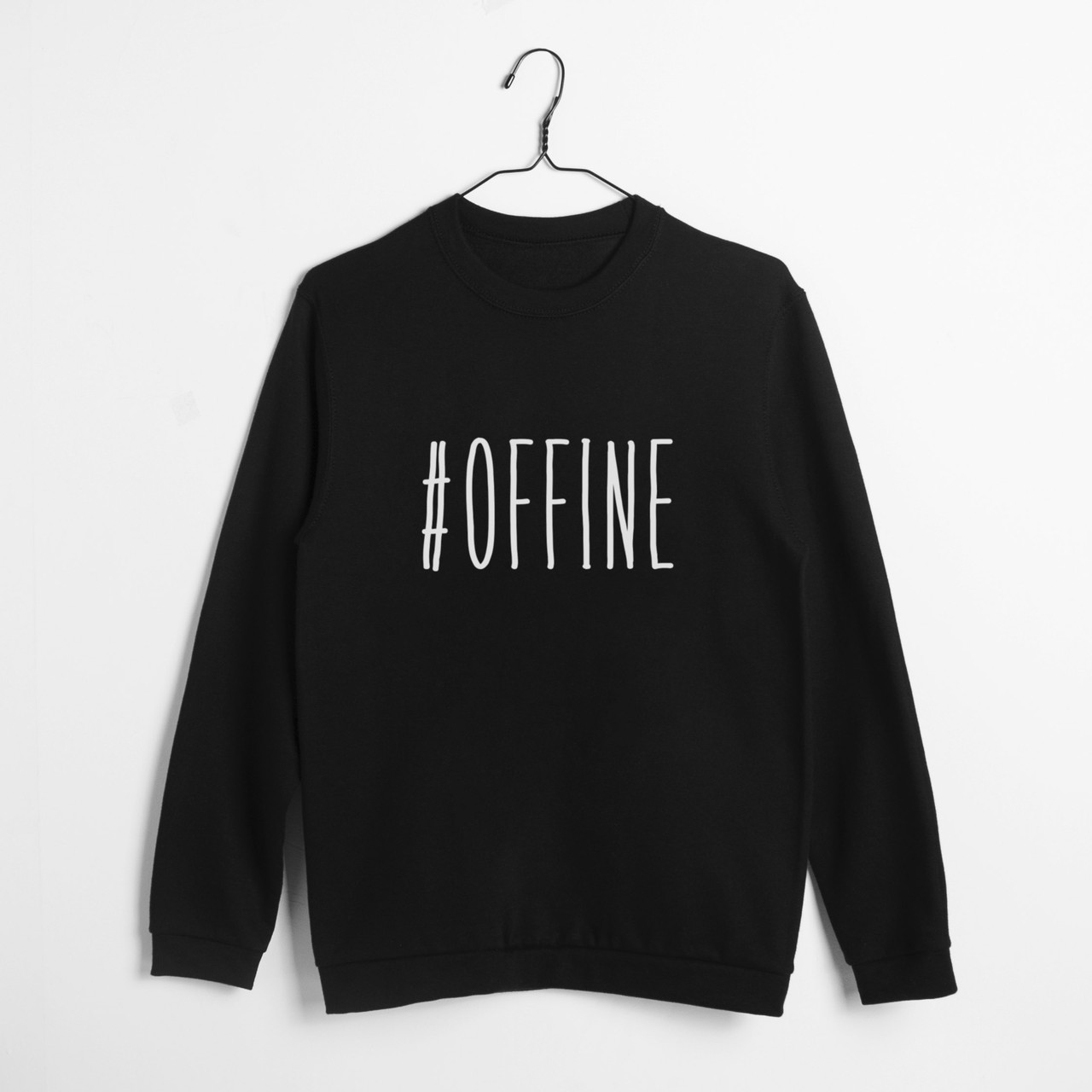 Світшот "#offine" унісекс, Чорний, XS, англійська