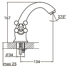 Змішувач PL 1/2" для раковини литий на шпильці AQUATICA PL-2A155C BF