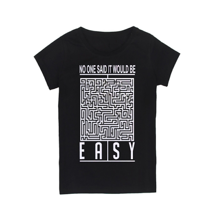 Футболка жіноча "No One Say it Would be Easy", Чорний, XS, Black, англійська, фото 1